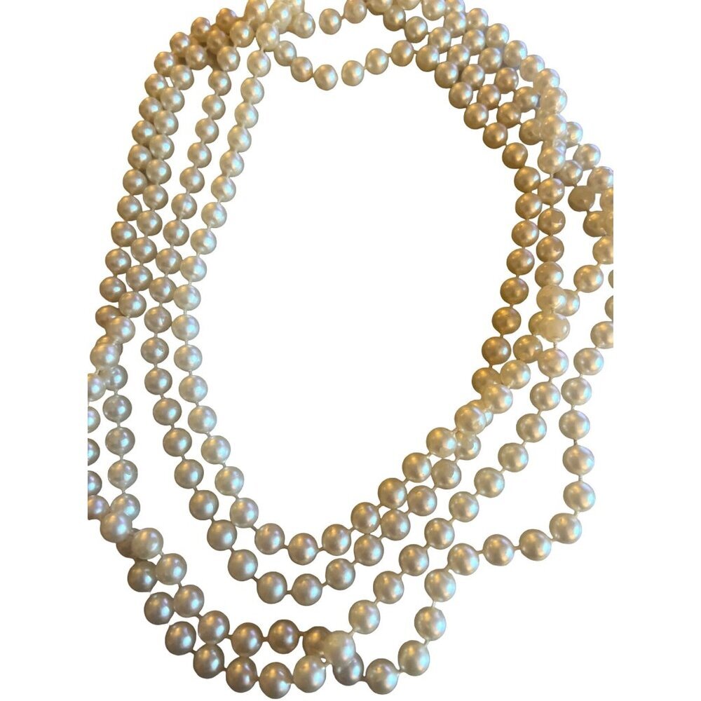 Pearl Necklace Knotted b/w Each Faux Pearl Bead High Quality Opera Lengrh Approx